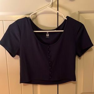 PacSun navy short sleeve crop top